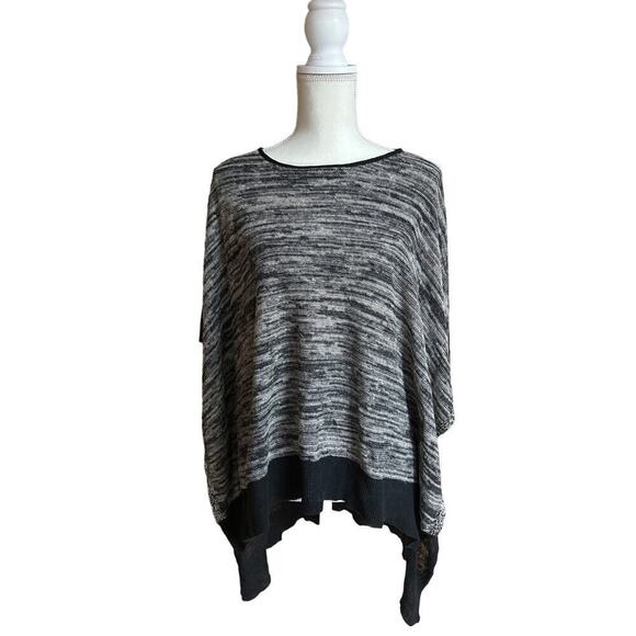 Eileen Fisher 100% Organic Linen Women’s Poncho Fall Layering Black Gray Witchy - Picture 1 of 6